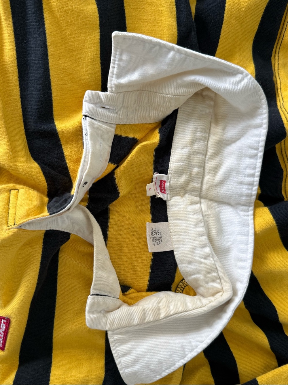 Levi's Cropped Yellow and Black Striped Long-Sleeve Rugby Top - Picture 4 of 6